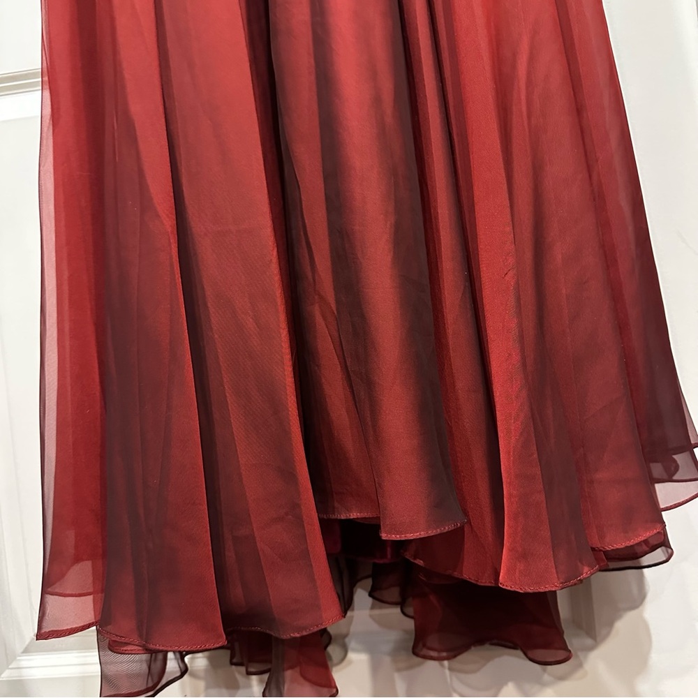 MAC DUGGAL | SHEER BLOUSON SLEEVE SURPLICE GOWN #67873 - Picture 7 of 12